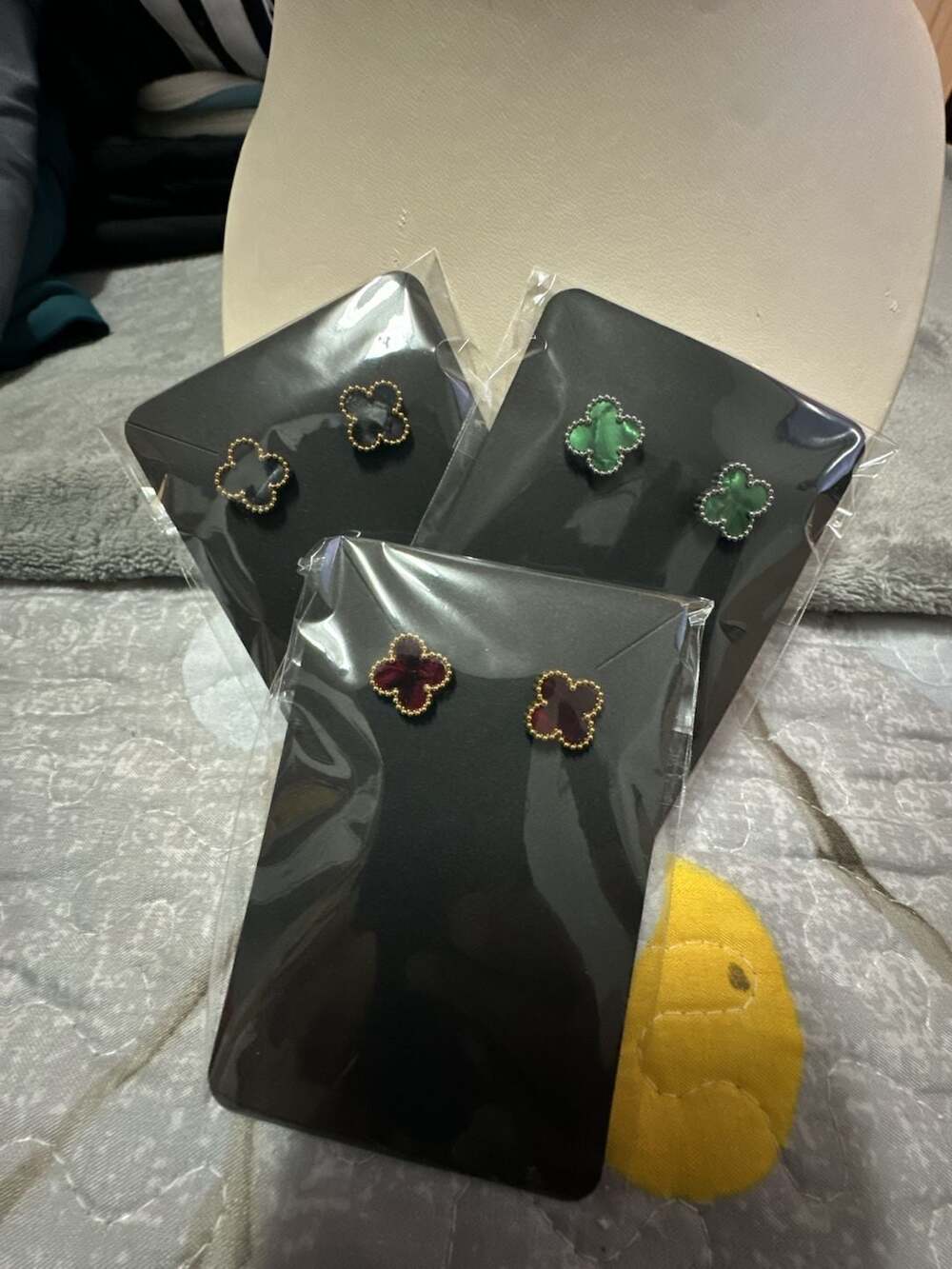 Four Leaf Clover Stud Earrings Set Of Three